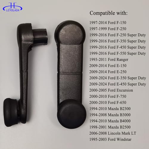 Image of Window Crank Handle for Ford F-150 F-250 F-350 F-450 F-550 Super Duty, E-150, E-250, Ranger & Lincoln Mark LT & Mazda B2300, Replaces 767MX, F37Z1023342A, Textured Black
