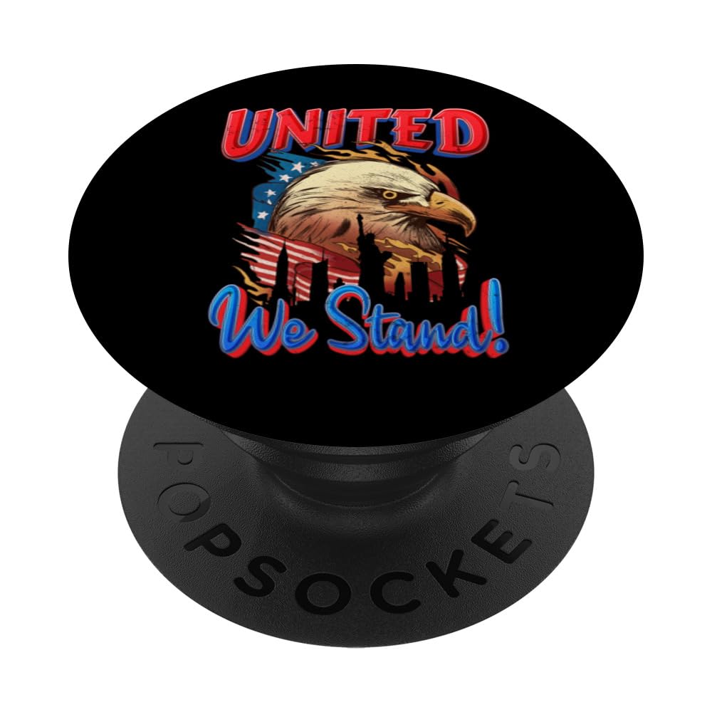 4th of July Patriotic United We Stand Eagle America Flag USA PopSockets Swappable PopGrip