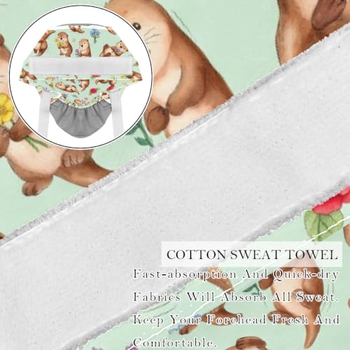 Image of 2 PCS Bouffant Cap with Button Ponytail Pouch Working Cap Sweatband Adjustable Surgical Cap Black and White Cow