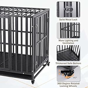 LUCKUP Heavy Duty Dog Crate-42 inch Large Metal Dog Cage with 2 Doors and 4 Wheels, Stackable Dog Kennel for Large & Medium Dogs, Removable Tray LUCKUP Heavy Duty Dog Crate 42 inch Large Metal Dog Cage with 2 Doors and 4 Wheels Stackable Dog Kennel for Large Medium Dogs Removable Tray