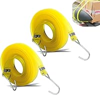 Vista 1 de Paquete de 2 correas elásticas 100% EPDM de goma elástica con gancho de lona, cinturón de amarre resistente, cuerda de doble longitud máxima