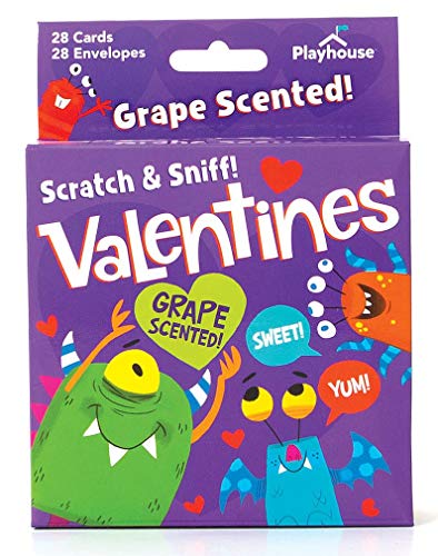 Playhouse Silly Monsters Grape Scented Scratch and Sniff 28 Card Valentine Exchange Box for Kids