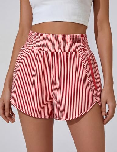 Image of BMJL Women's Athletic Shorts High Waisted Running Shorts Pocket Sporty Shorts Gym Elastic Workout Shorts