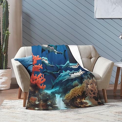 Couverture en micro polaire plaid léger pliable requin corail lit - 8