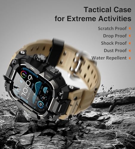 Image of ULTIMAL Rugged Case with Band for Apple Watch 49mm,Compatible with Apple Watch Ultra 3 /2 /1, Military Grade Shockproof Bumper Cover for iWatch Tactical Band Men (49mm,Desert Yellow)