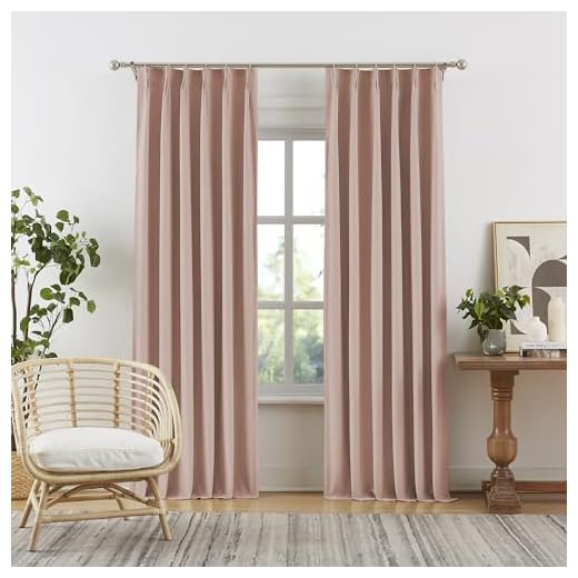 DUALIFE Pinch Pleated Blackout Curtains for Girls Bedroom Decor Dusty Rose Baby Pink - Room Darkening Thermal Insulated for Living Room with Hooks 40 x 84 Inches Long Set of 2 Panels