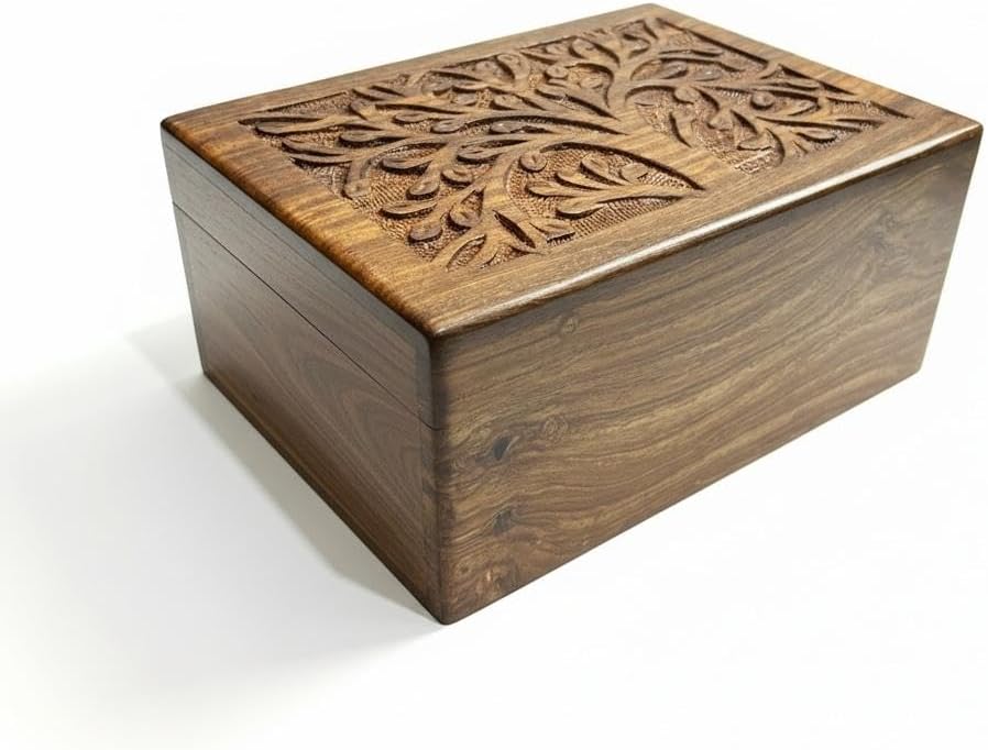 Keepsake Urn for Ashes, Wooden Urn for Human Pet Ash, Funeral Cremation Urn for Ashes Cat Dog Urn, Urns Box for Kids Men Adult, Dog Ashes Urn - Medium (7.5 X 5.25 X 3.5 inches), Style 6
