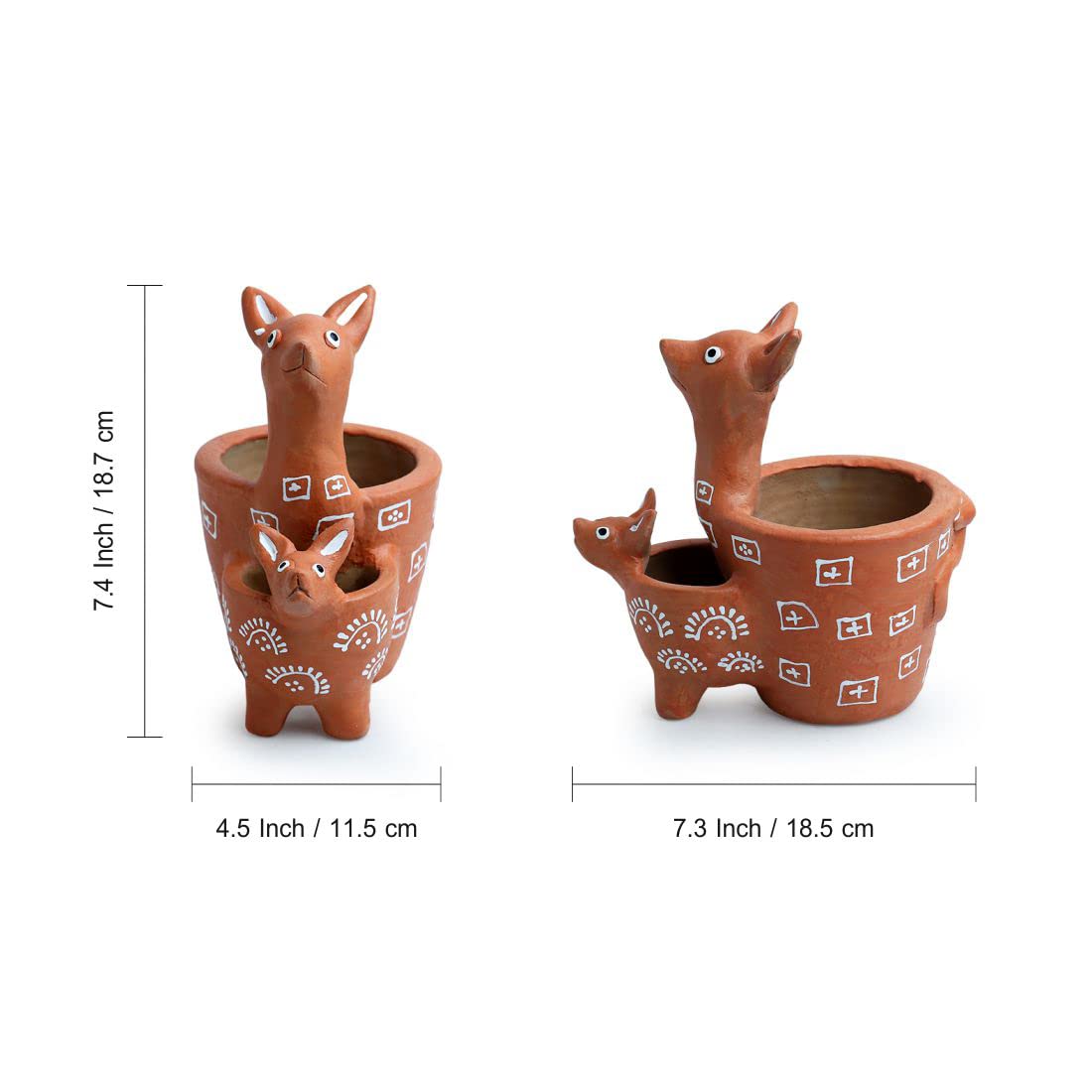 ExclusiveLane Kangaroo Table Planter - Handpainted Terracotta -6