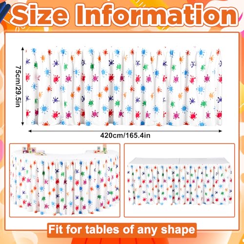 Image of Oudain 14 ft Art Painting Table Skirt Cloths for Teacher Desk Wrinkle Art Painting Table Cover Skirt for Kindergarten Classroom Kidney Shaped Desk Back to School Supplies