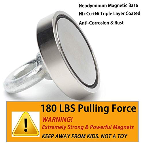image for EVISWIY Strong Fishing Magnets Neodymium Rare Earth 180 LBS for Treasu