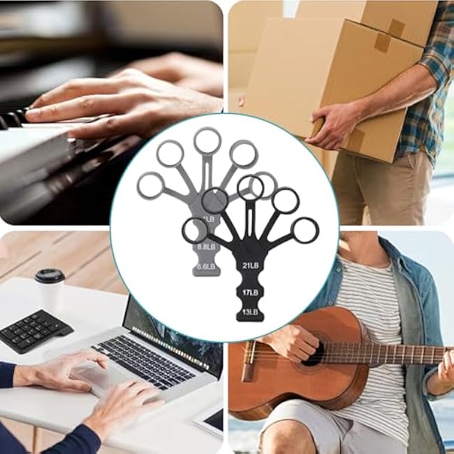 2 Pcs Finger Strengthener Extension Exerciser Stretcher, 8-Gear Strength Adjustment Finger Resistance Bands Used to Exercise Finger Strength (Black+Grey)