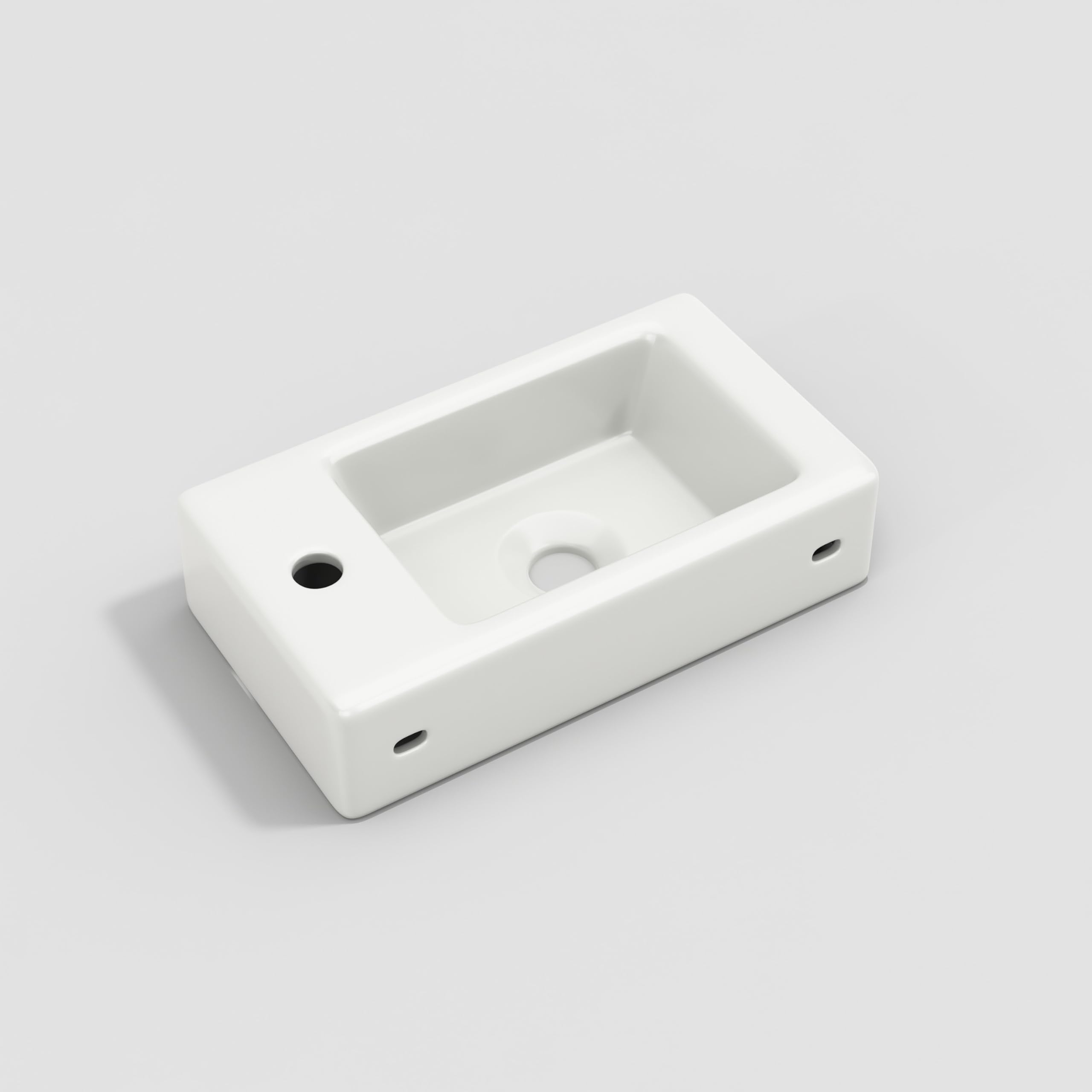Meuble Salle de Bain avec Vasque Moderne, Vasque en Céramique avec Meuble Sous-vasque 46 cm, Meuble Vasque Suspendu, Petit Meuble Salle de Bain pour Invités, Meuble Vasque WC, Gris/Blanc/Naturel