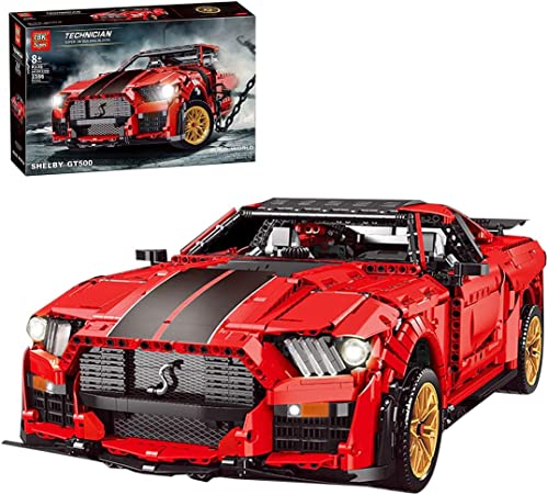 Technik Sportwagen Bausteine für Ford Mustang Shelby, 3386 Teile GT500 Rennwagen Klemmbausteine Set, Technic Auto Klemmbausteine Bausatz Kompatibel Lego Cover