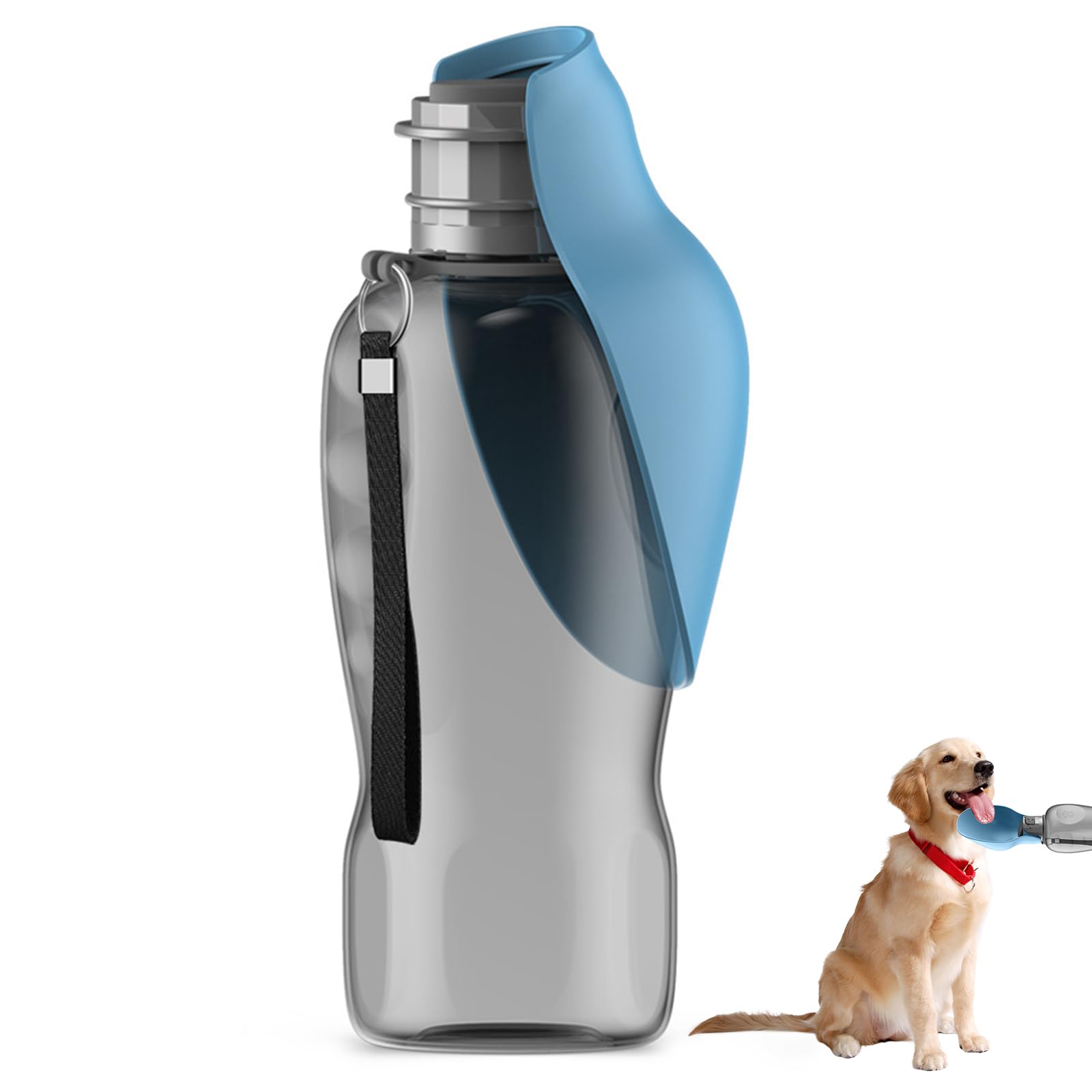 Borraccia per Cani 800ML da Viaggio, Bottiglia d'Acqua per Cani Antiperdita, Borraccia Cane Portatile per Animali per Passeggiate, Escursioni, Campeggio, Auto e Viaggi - Blu