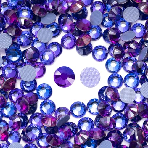 Image of Hotfix Rhinestones Bulk 3000PCS SS6 (1.9-2.1mm), Purple Velvet Glass Rhinestones for Clothes, Tumblers, Shoes DIY, Heat Transfer Flatback Gems for Crafts & Decoration