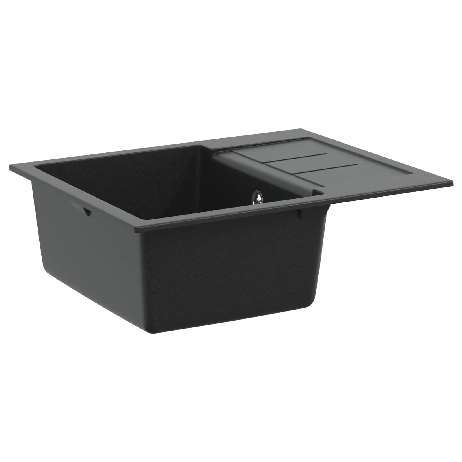 vidaXL Sink Black 620 x 500 mm 80% Quartz and 20% Resin, Stylish Rectangular Granite Kitchen Sink, Modern Utility, Contemporary Culinary Workspace, Practical Basin