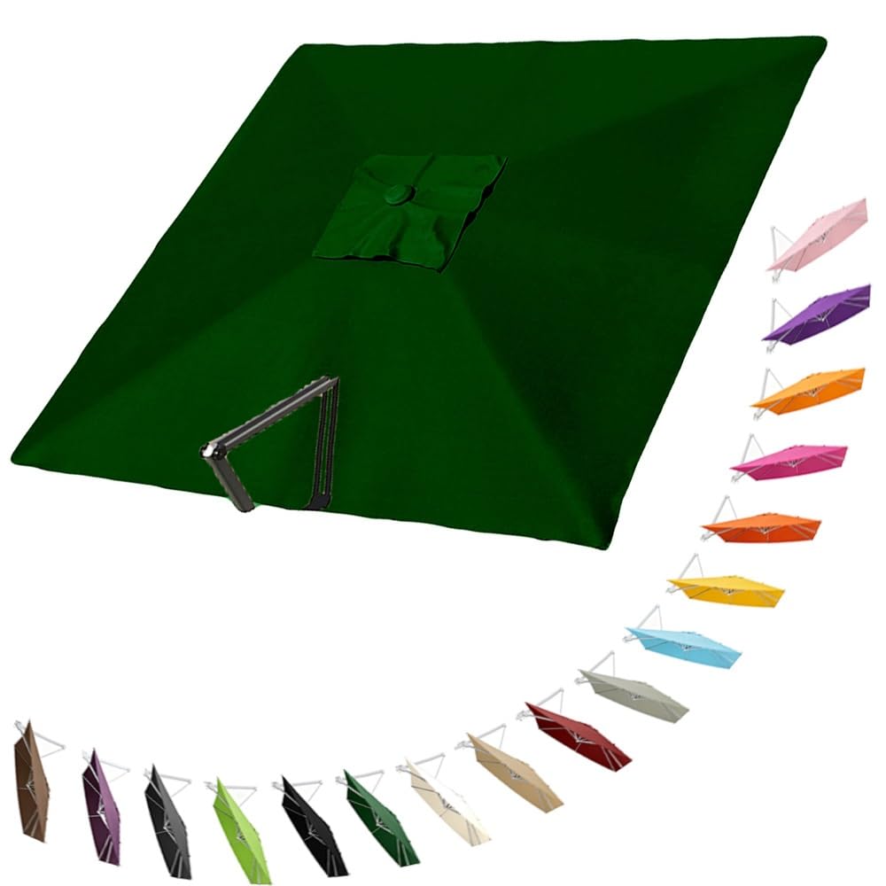 HAEKEBC Square Offset Umbrella Canopy Cantilever Patio Umbrella Replacement Canopy 8 Ribs Parasol Replacement Canvas For Yard Pool(Dark green,2.5x2.5m (8.2x8.2ft))