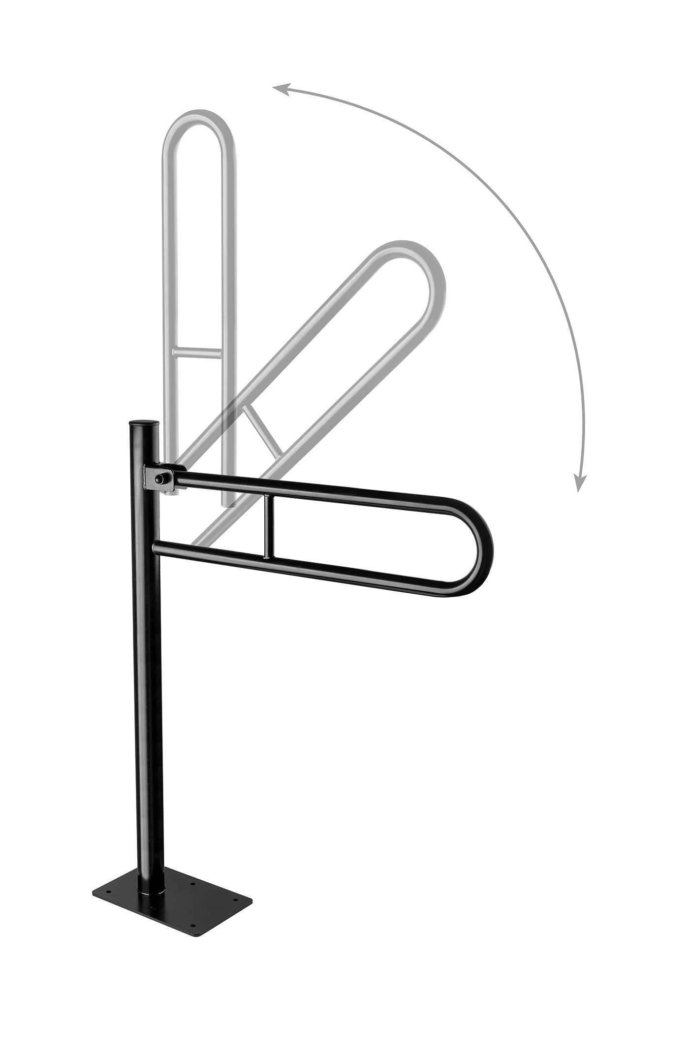 Składany uchwyt do montażu w podłodze 60 / 80 cm uchwyt podporowy uchwyt podporowy biały czarny (60 cm, czarny)