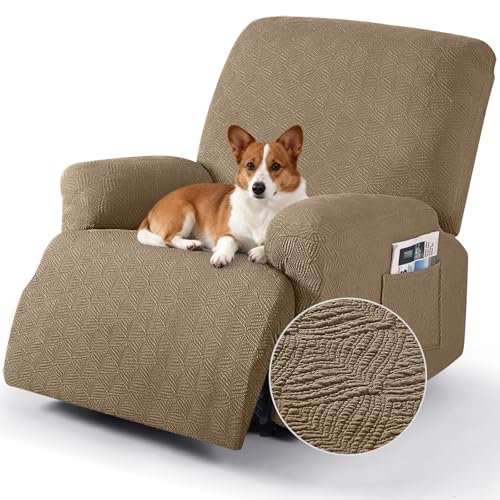 Image of Timeles Recliner Covers Recliner Chair Covers Reclining Couch Covers Sofa Slipcovers Stretch Soft Washable (One-Seater, Light Brown)