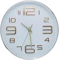 LYOR - Relógio de Parede em Plástico Quartz Branco com Dourado 25cm x 4cm - Decoração de Parede - Organização - Enfeites - Utilidades Domésticas
