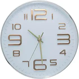 LYOR - Relógio de Parede em Plástico Quartz Branco com Dourado 25cm x 4cm - Decoração de Parede - Organização - Enfeites - Utilidades Domésticas