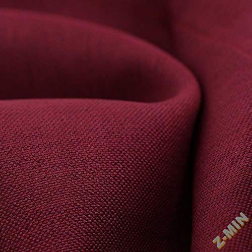 Z-MIN Cortinas a Juego de Colores Lisos de algodón y Lino Sombreado y Aislamiento acústico con Acabado Personalizado, Rojo Vino, Perforado, un Metro