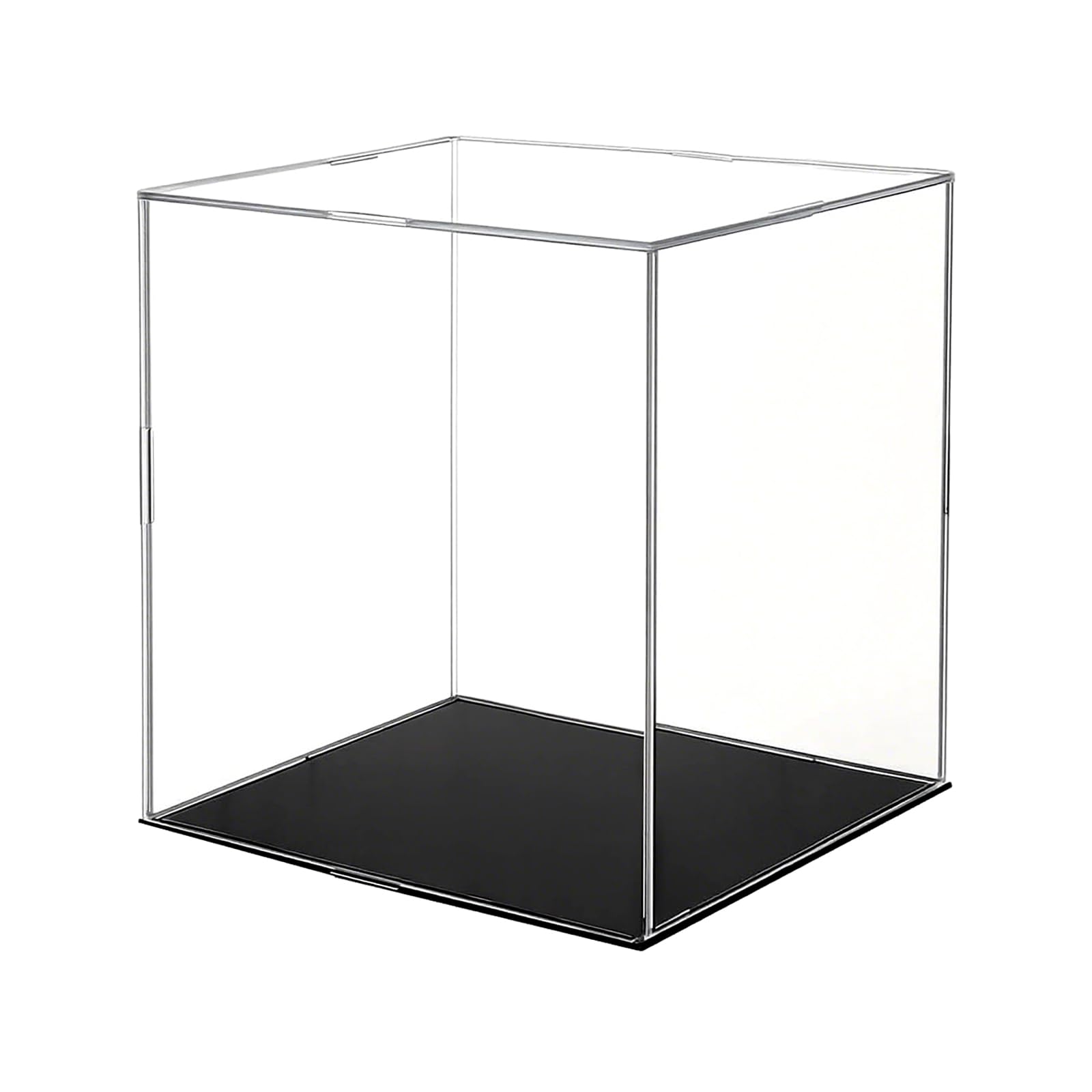 Przezroczysty stojak ekspozycyjny 15 × 15 × 15 cm, akrylowy pojemnik pyłoszczelny, gablota pleksi Łatwy montaż, akrylowa witryna z czarną podstawą do figurek akcji, zabawek, kolekcji