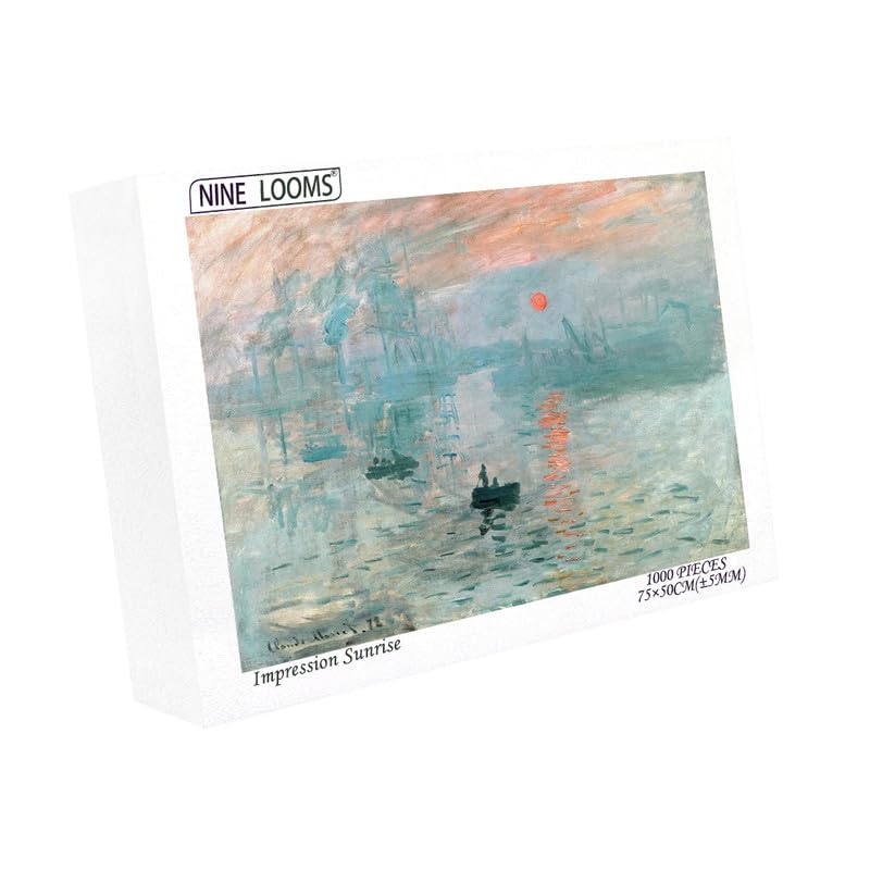 Nine Looms Jigsaw Puzzle 1000 Pieces for Adults - Claude Monet Impression, Sunrise - Sturdy Pieces, Challenging Family Activity, Perfect for Game Nights and Gifts (1000pc)