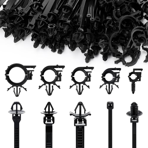 Funnymoom 150 pcs Car Wire Loom Routing Clips Push Mount Cable Tie Assortment 10 Sizes Car Harness Routing Clips Universal Wiring Harness Replacement Parts for Automotive