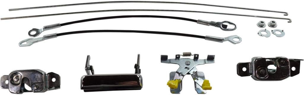 for Ford F-150 / F-250 / F-350 Tailgate Lock 1987-1996 | w/Chrome Handle / 2 Rods / 2 Cables/ 2 Latches / 1 Hinge | Styleside