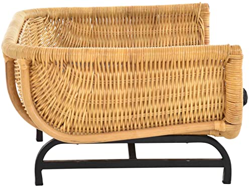 Krines Home Exklusiver Retro-Design Hundekorb Hundebett Tierkorb Haustier Bett Groß aus Rattan mit Kissen/Modernes Bett für Katzen und Hunde Grösse XL (Honig)