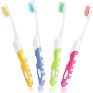 WLLHYF Folding Travel Toothbrush 4 Pieces Portable Toothbrush Kit with Soft Bristles Brushes Soft Comfortable Bristles Protect Gums Toothbrushes for Adult Kid Travel Camping Hiking