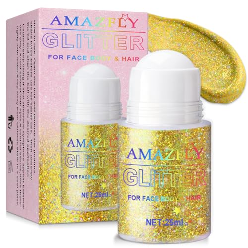 Roll-on Body Glitter Gel Holographic for Face and Hair,Body Glitter...