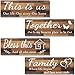 4 PCS Home Wall Decor Signs, IDATOO Rustic Wooden Living Room Hanging Decorations with Quotes THIS IS US/ TOGETHER/ BLESS THIS/ FAMILY, Housewarming Gifts for Wedding Kitchen (Brown, 15 x 5.1 inch)