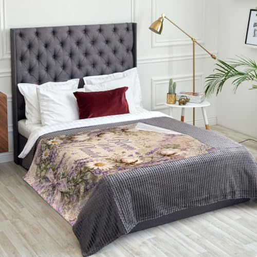 Couverture flanelle douce violette grand format pour lit et canapé rustique - 3