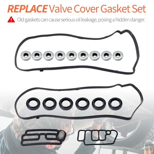 Image of HiSport Engine Valve Cover Gasket Set - Compatible with Acura MDX RDX RL TL TSX ZDX Compatible with Honda Accord Crosstour Odyssey Pilot Ridgeline 3.5L 3.7L 2005-2018 - Replace VS50773R