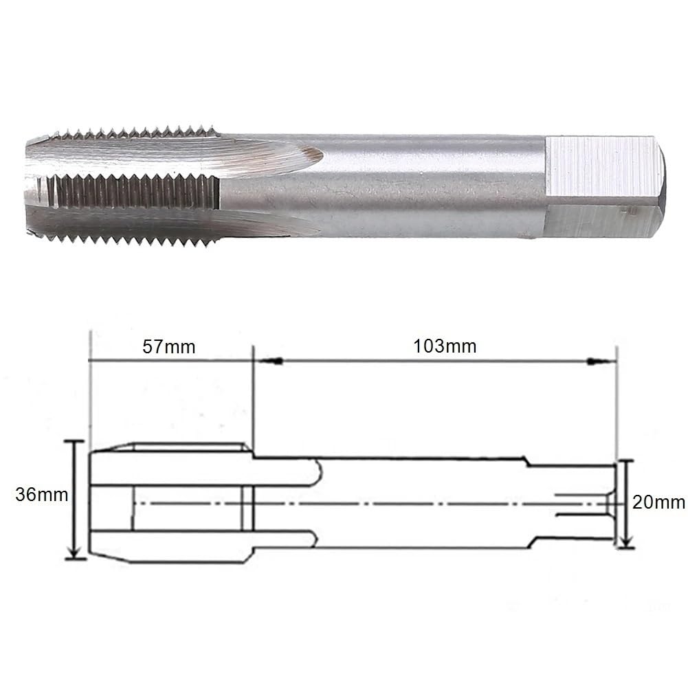 Taraud métrique M36x1,5 HSS, filetage machine, taraudage à droite, outil de fraisage for acier, fer, cuivre, aluminium