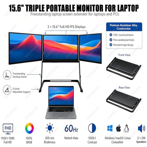 Image of Laptop Screen Extender,Single USB-C Cable for Direct Connection