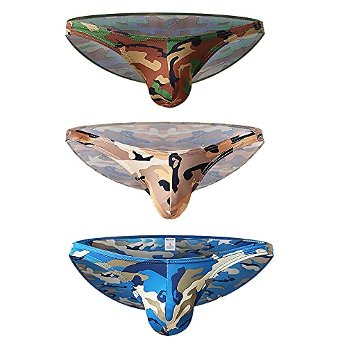 Men's Camo Print U Convex Pouch Bikini Briefs Underwear Panties Triangle Bikini Briefs Underpants