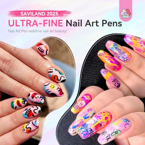 Image of 12 Colors Nail Art Pens Set: 0.5mm Quick Drying Acrylic Paint Markers 3D Nail Polish Pens for Nail Art Painting Drawing Dotting Tools Point Liner Brush for Adults Home DIY Salon Manicure (Set 1)