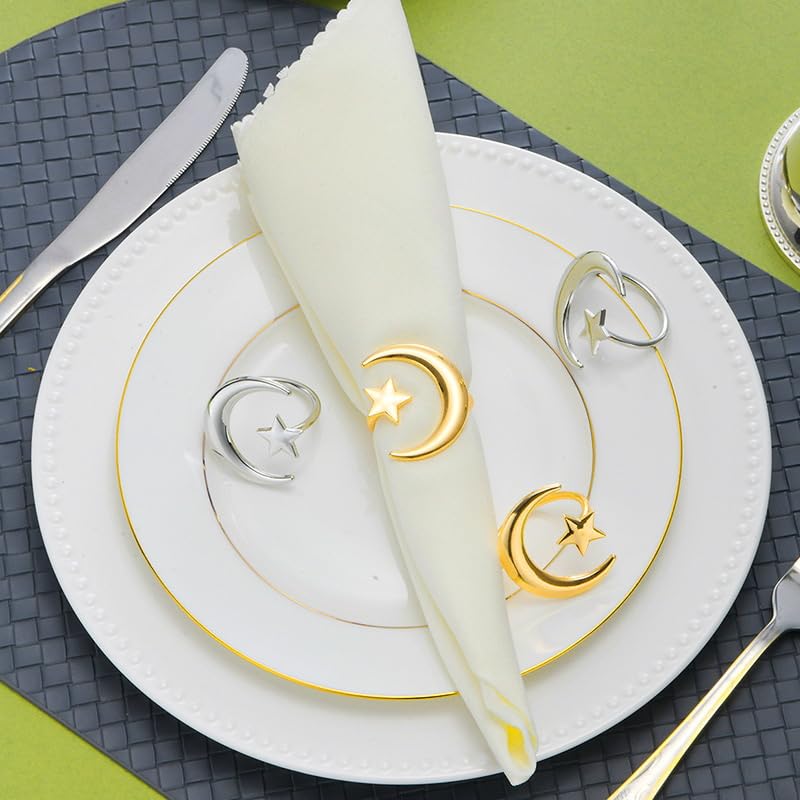 Boucles de serviette de table étoile lune métal durable décoration fête