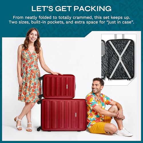 Image of American Tourister Westridge Hardshell Luggage Set - 2 Piece Set - 20 /28 inch Carry-On & Large Checked Luggage Set with Spinner Wheels - Expandable Hard Suitcases for Travel - Hard ABS Shell - Holly Red