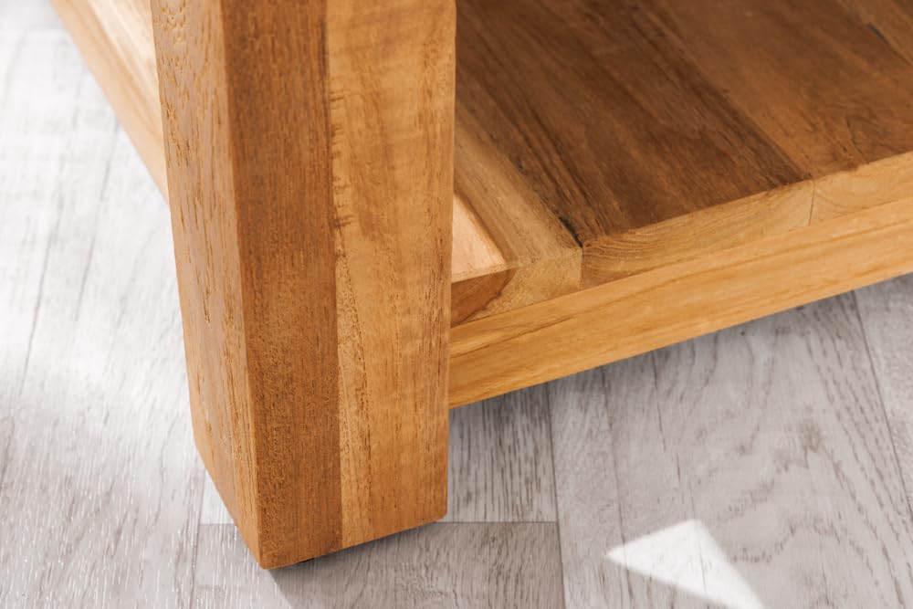 Riess Ambiente Quadratischer Couchtisch Java - 70cm - Natur - recyceltes Teakholz Massivholz - Ablagefach montiert