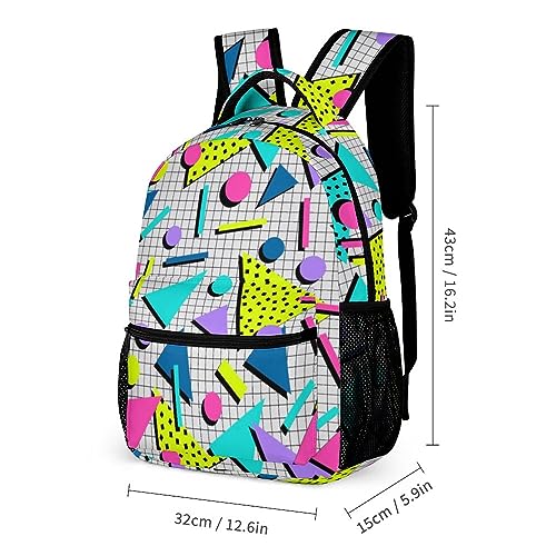 Retro 80s 90s Pattern 3 Piece Backpack Sets With Lunch Bag Pencil Case Combination Hiking Travel Work2