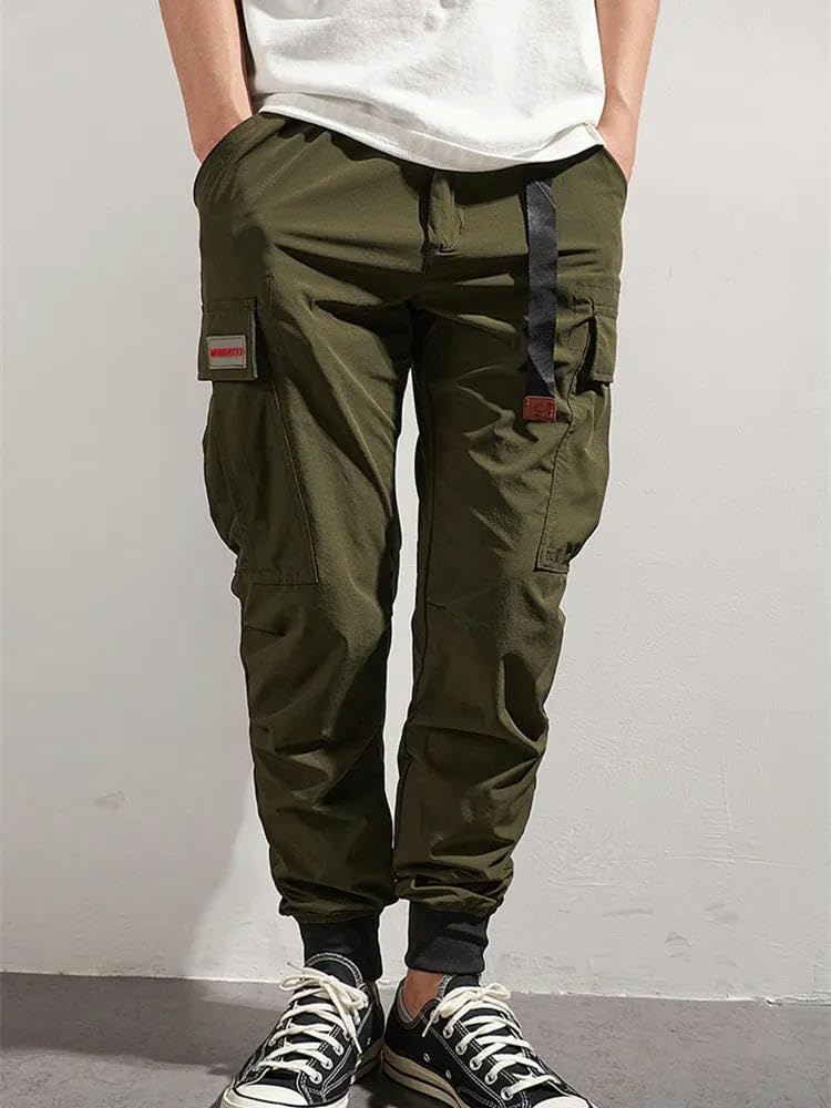 Estate Retro Uomo Semplice Sottile Elastico Tooling Pantaloni Da Corsa Casual Pantaloni Sportivi per gli uomini