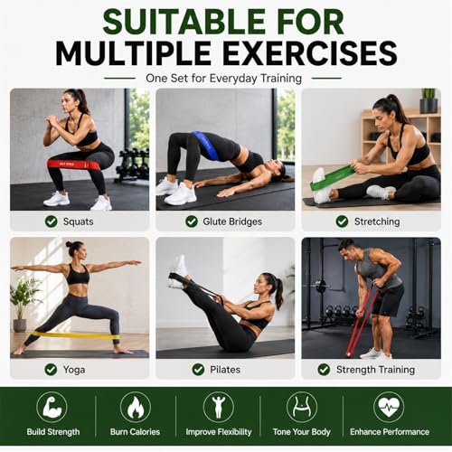 Image of Loop Resistance Bands for Working Out, Exercise Bands Set of 5
