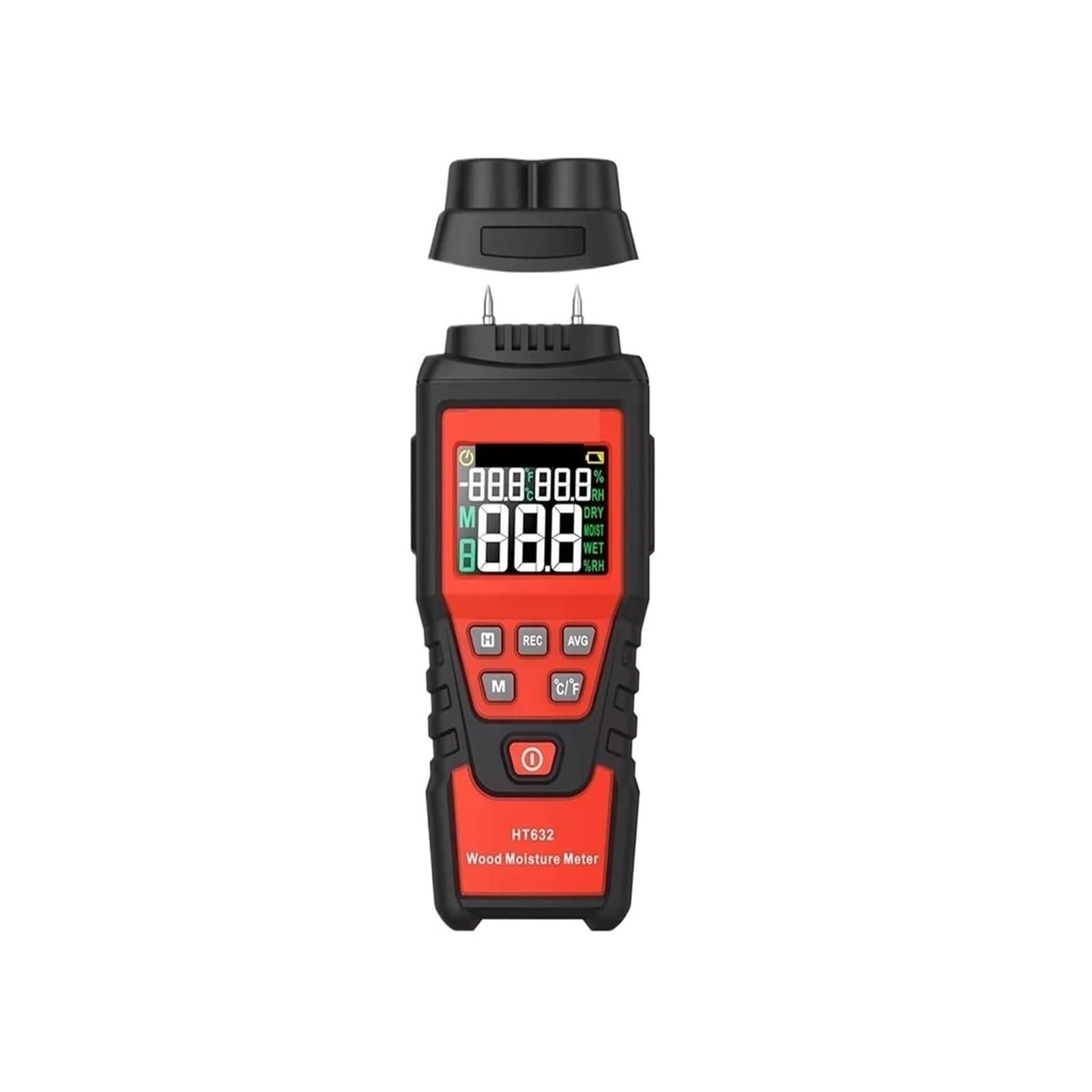 Amrttwy One Color Moisture Meter, Grain Moisture Wood Meter Wall Digital Hygrometer 2 Pin Concrete Cement Brick Detector