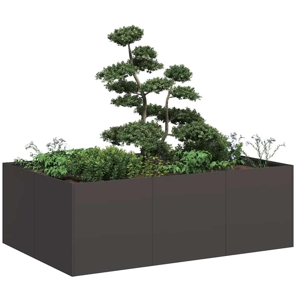 IKAYAA Raised Garden Bed Galvanised planter Bottomless Galvanised Steel Planter Box for Growing Outdoor Plants, Vegetables-black-120 x 80 x 40 cm