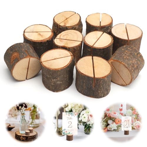 TMZELOA 10 Pezzi Segnaposto Legno, Portacarte in Legno Segnaposto in Legnos Rustico Segnatavolo Matrimonio Segnapostos Legnos Forma, Segnapostos per Matrimoni Ristoranti Banchetti e Feste