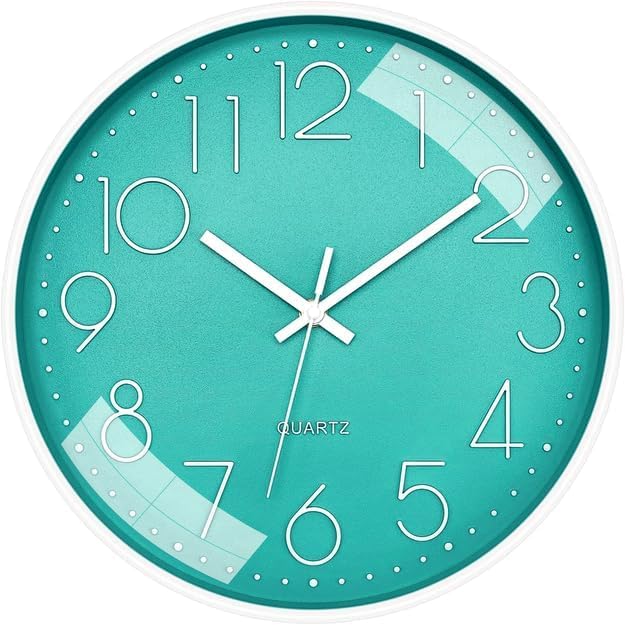 Image of TEKCOOL Plastic Digital Wall Clock 12 inch Silent Quartz Decorative Non-Ticking Classic Clock Battery Operated Round Easy to Read for Room /Home /Kitchen /Bedroom /Office /School- (SkyBlue);